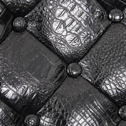 Black leather baroque barber chair